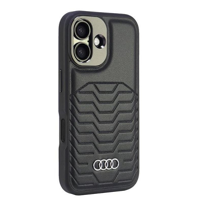 Kapak telefoni Audi Hardcase MagSafe, për iPhone 16 6.1", lëkurë sintetike, i zi