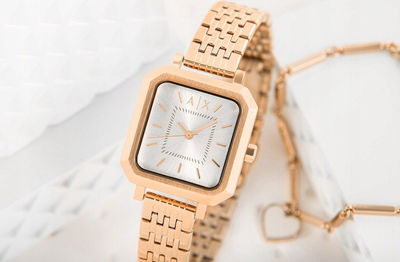 Сет часовник и алка Armani Exchange AX7164SET, 27mm, сребрена боја