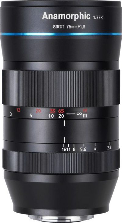 Objektiv anamorfik Sirui 75mm F1.8 1.33x, E Mount, ngjyrë e zezë