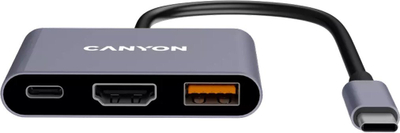 HUB USB Canyon CNE-CHDMI3, USB C n’ HDMI USB A PD 100W, gri