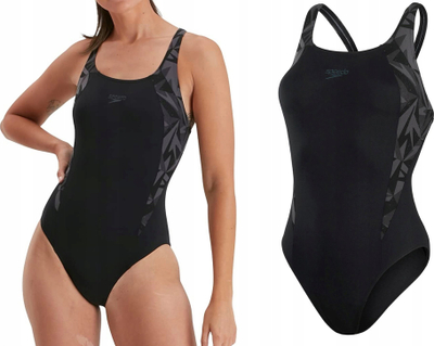Kostum noti Speedo Hyperboom Spice Muscleback, ECO Endurance+, për femra, i zi me gri