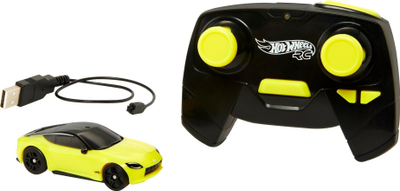 Makinë lodër RC Hot Wheels Nissan Z, shkallë 1:64, me bateri, verdhë e zezë