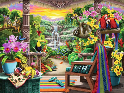 Puzzle Ravensburger Tropical Retreat, 750 copa, format i madh, shumëngjyrësh