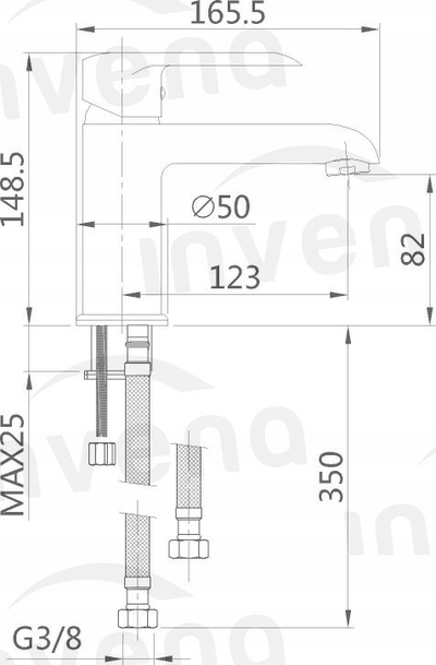 Rubinet lavamani SIROS Washbasin Faucet, me miksues qeramik, përfundim krom, i kromuar