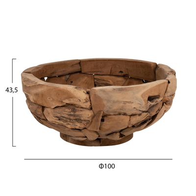 Tavolinë e rrumbullakët për kafe rrënjë teak Φ100×43.5 cm (HM4279)
