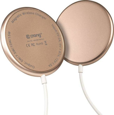 Karikues wireless Crong Inductive Charger CRG-MS15W-GLD, 15W, me magnet, ngjyrë Gold