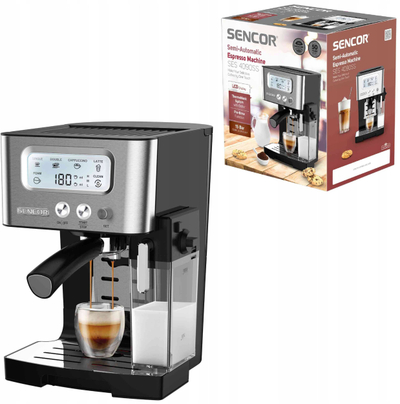 Makina automatike espresso Sencor SES4090SS, 1450W, 15 bar, inox argjend me të zezë
