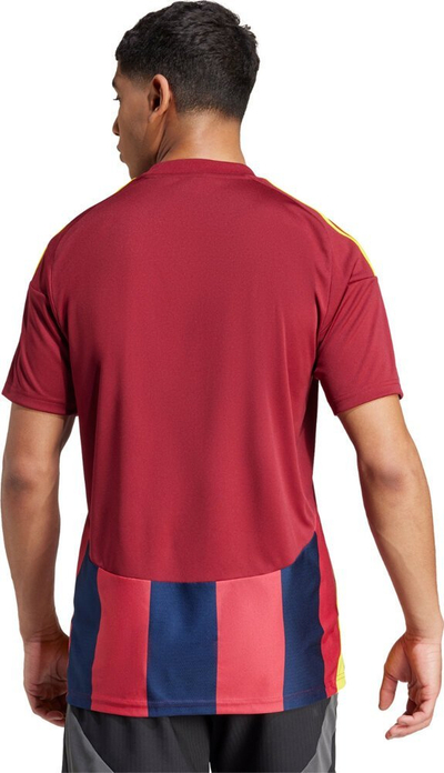 Fanellë sporti Adidas Striped 24 JSY M, AEROREADY, poliester 100%, e kuqe blu e errët e verdhë