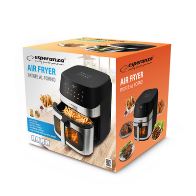 Fritezë ajri Esperanza EKA005, 8L, 1600W, inox e zezë