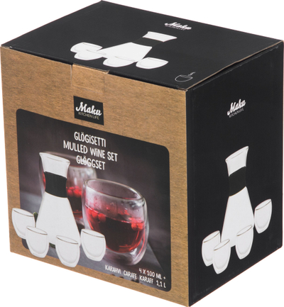 Set vere Maku Mulled Wine Set, karafë 1.1L, 4 gota 100ml, transparent