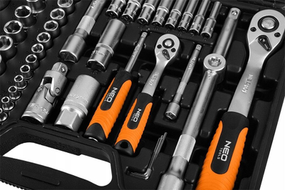 Set çelësa me goditje NEO, 110 copë, 1/2" dhe 1/4", mbarim satinë