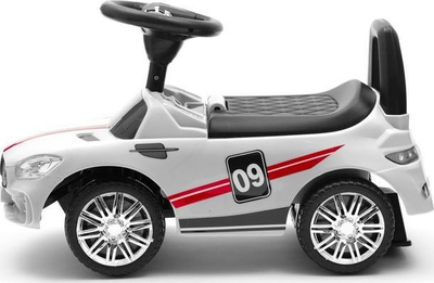 Makinë lodër ride-on Baby Mix Racer, me timon me muzikë, sedilje me hapësirë poshtë, e bardhë