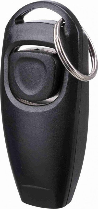 Trajner me fishkëllimë për qen Trixie Clicker, 8 cm, plastikë edhe hekur, me ngjyra nga më të ndryshmet