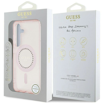 Mbulesë telefoni Guess Guhms25Spftdtep për Samsung S25, me magnet, me rhinestones, rozë