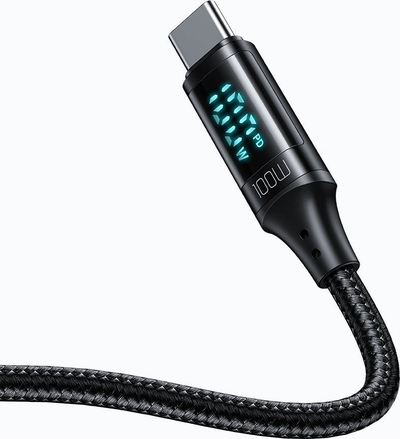 Kabllo karikimi Mcdodo me ekran LED, USB-C në USB-C, 100W PD 5A, e zezë