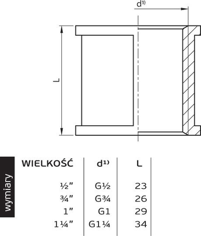 Kupletë bronzi Perfexim FF 3/4", presion 1 MPa, ngjyrë bronzi