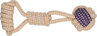 Lodër për qen Trixie Rope Ball, top 6 cm, dorezë 23 cm, shumëngjyrëshe