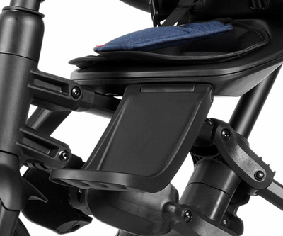 Tricikel për fëmijë Qplay Nova Niello, sedilje rrotulluese 360°, tenda me mbrojtje UV, blu