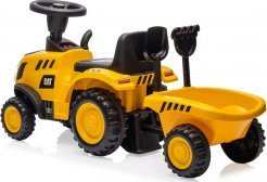 Traktor lodër Milly Mally CAT Vehicle, ride on, me rimorkio, i verdhë