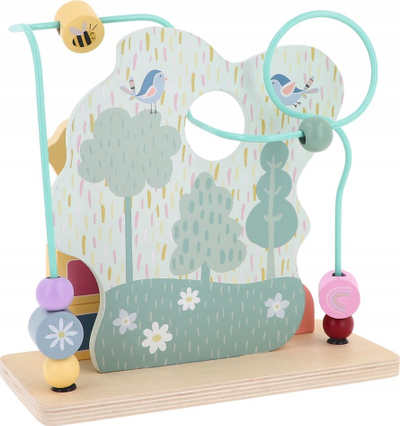 Lodër druri edukative TREFL Wooden Toy Shapes and Numbers Bobaski and Bear 61823, puzzle me forma e numra, ngjyra pastel