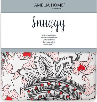 Komplet jorgani AmeliaHome Snuggy Merry, flanel pambuku, 155x220 cm, me jastëk 80x80 cm, me motiv festash