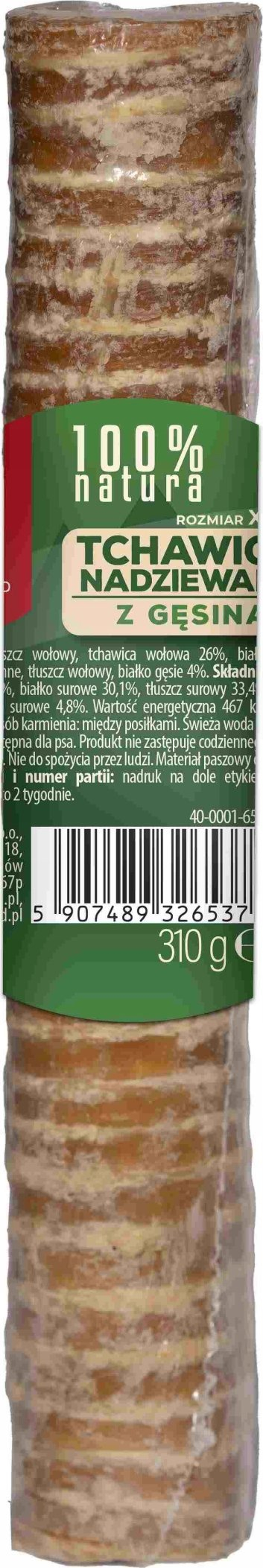 Shujtë për qen MACED 100% Natura, trake viçi e mbushur me mish pate, 150 g