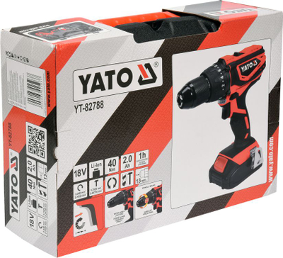 Stërvitëse-çekiç pa kabllo Yato YT-82788, 18V, bateri 2Ah, e zezë me të kuqe