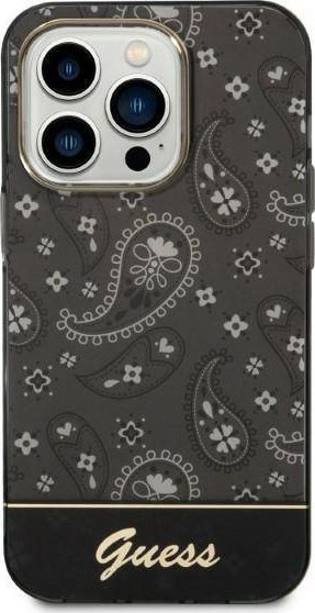 Маска за телефон Guess GUHCP14LHGBNHK, за iPhone 14 Pro 6.1", тврда маска, црна
