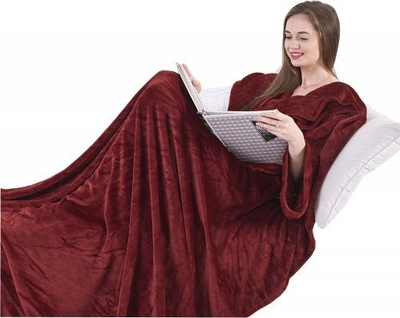 Ќебе со ракави DecoKing Lazy, микрофибер, 200x170cm, црвено