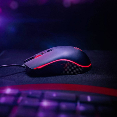 Mouse gaming Niceboy ORYX M220 Zen, 4200 DPI, USB, i zi me të kuqe