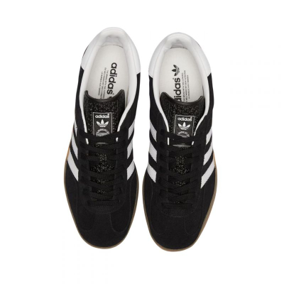 Atlete Adidas Originals Gazelle Indoor, lëkurë zamsh, shollë gome e tejdukshme, të zeza