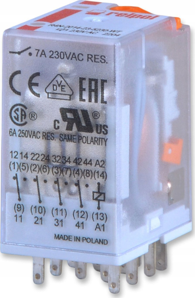 Rele industriale Relpol R4N-2014-23-5230-WT, 4P, 230V AC, transparente