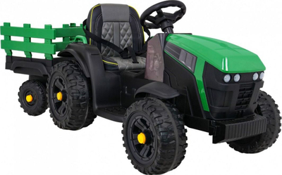 Traktor elektrik për fëmijë Ecotoys, 12V, me rimorkio, i gjelbër