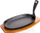 Tigan gize Banquet Serving Pan, 23 x 14cm, me dërrasë druri, i zi