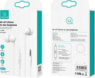 Kufje me tela USAMS EP-47, 3.5mm, 1.2m, të bardha