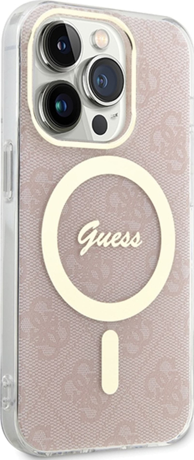 Kapakun iPhone Guess IML 4G MagSafe për iPhone 15 Pro Max, magnetik, rozë