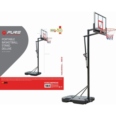 Set basketbolli Pure 2 Improve me lartësi të rregullueshme, 2.30 - 3.05 m, bazë me ujë ose rërë, ngjyrë e zezë