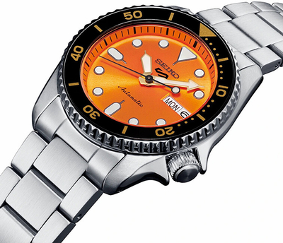 Orë Seiko SRPK35K1, e argjendtë/portokalli