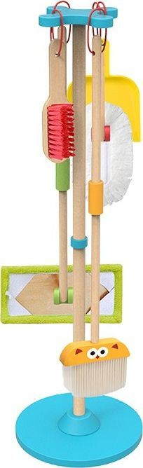 Set lodrash pastrimi Tooky Toy Cleaning Play Set, prej druri, me fshesë dhe mop, shumëngjyrësh