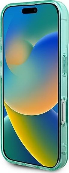Kllëf telefoni Guess GUHMP16SPFTDTEN, për iPhone 16 6.1", MagSafe, jeshil pastel