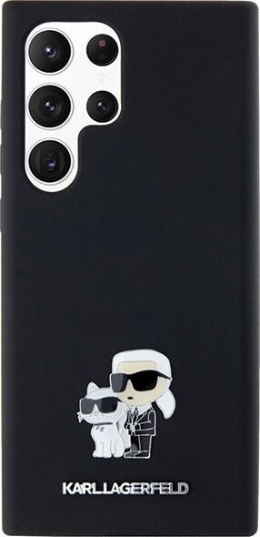 Futrollë Karl Lagerfeld Silicone Karl Choupette Metal Pin për Galaxy S23 Ultra, silikon, e zezë