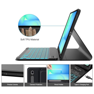 Këllëf me tastierë Tech-Protect SC Pen për Galaxy Tab S10 FE+ 13.1", Bluetooth, me mbajtëse stylus-i, i zi