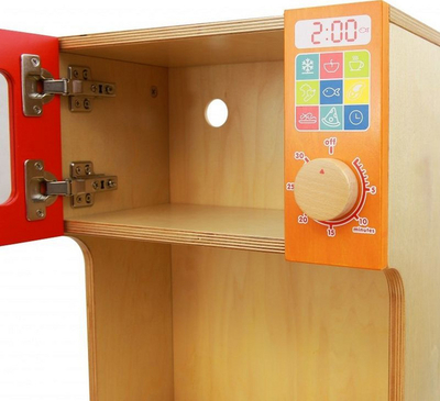 Loja kuzhine MASTERKIDZ Kitchen Shelf, dru, me dollap dhe mikrovalë, portokalli