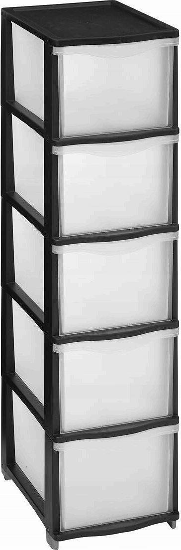 Rafth plastik me sirtarë 5five Simply Smart, 5 sirtarë, 102.4 cm, i zi