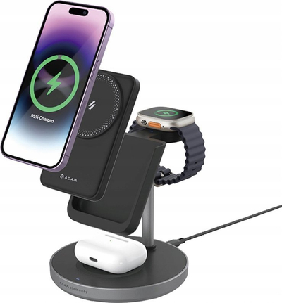 Karikues wireless Adam Elements Mag 5 MagSafe, stacion 5‑në‑1 për Apple, i zi