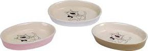Керамичка чинија за мачки Nobby Pet Ceramic Oval Cat Bowl, овална форма, лесна за чистење, мешани бои