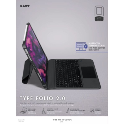 Kuti me tastierë Laut Type Folio 2 për iPad Pro 11" M4 2024, Bluetooth, e zezë