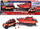 Set lodrash Majorette Land Rover Fire Rescue, varkë me rimorkio, me dritë edhe zë, i kuq