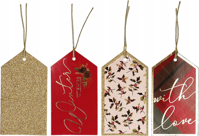 Етикета за подароци Gift Tags With Glitter, сет 8 парчиња, сјај со сјајче, повеќебојни