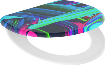 Kapak tualeti Schütte Neon Paint, mbyllje e butë, motiv me shumë ngjyra